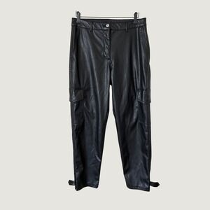 Hunter & Brown Faux Leather Cargo Pants Black Street Wear Goth XL